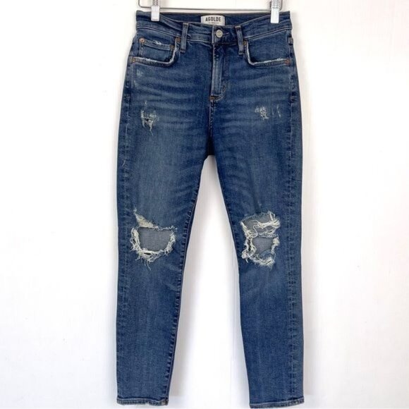 Agolde Sophie Distressed High Rise Skinny Crop jeans A018 E-843 size 26 - Picture 1 of 8